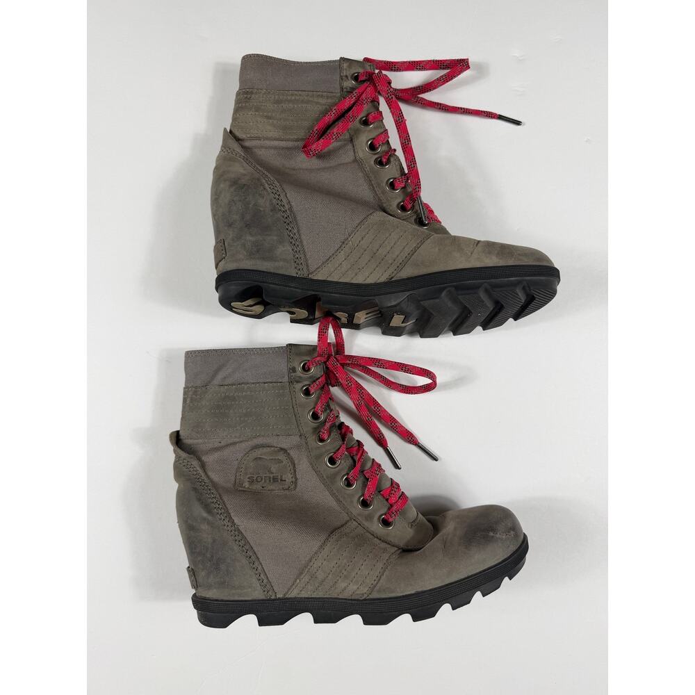 Sorel Lexie Wedge Lace Up Boots Gray Pink Women’s Size 11 - Picture 3 of 7